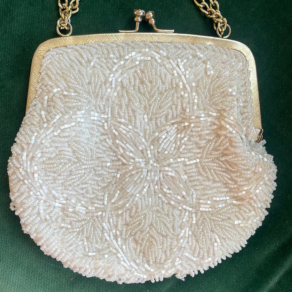 Vintage La Regal beaded evening bag white wedding/prom evening bag